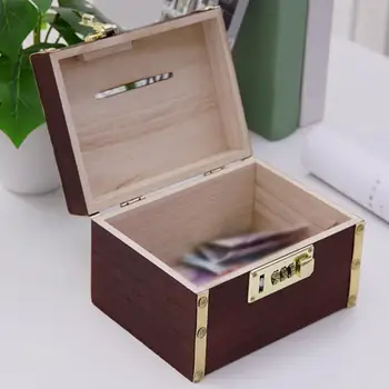 Ретро Стил Дървена Кутия Касичка Малка Кутия със Съкровища с Ключалка Декоративна Кутия с Органайзер за Подарък за Рожден Ден на Възрастен за Спомен