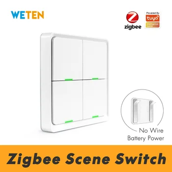 Sasha Smart ZigBee Smart Switch 4 Gang Scene Switch за устройство на Hristo Smart Life Zigbee Wifi, Поддържа Zigbee2mqtt Smartthings