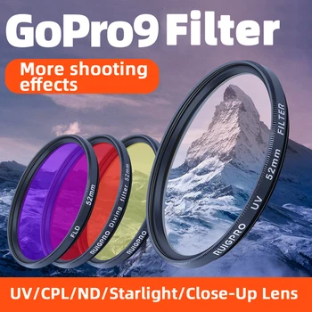 52 мм Филтър на Обектива за GoPro 10 9 UV CPL ND2 4 8 Гмуркане Червен Звездната Светлина 10x Адаптер Филтър Макрообъектива Капак на Обектива за GoPro Hero 9 10