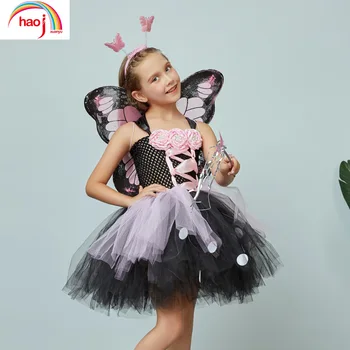 Детски Комплект Приказна Рокля с Пеперуда, Празничен Костюм за Изяви, Сетчатое Пищни Рокля-Пакетче Принцеси за Момичета на Хелоуин