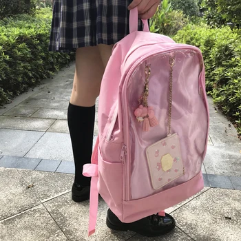 Нова розова чанта ita голям капацитет, Училищна чанта, студентски чанта на рамо в стил лолита за момичета, Дизайнерски Женски раница от найлонов плат