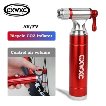 CXWXC Преносим CO2 Надуваем Мини Велосипеден CO2 Помпа Schrader Presta Valve За МТБ Наем път С ЦПУ Алуминиеви Аксесоари За Велосипеди