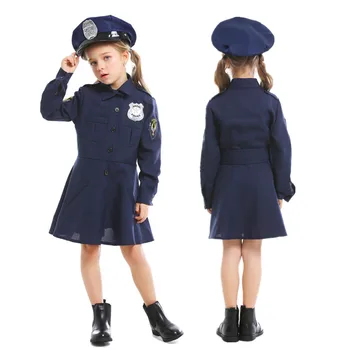 Деца Момичета Полицията Обличам Детски Парти Карнавал Cosplay Полицейски Офицер Костюм За Хелоуин Ролеви Игри Полицейско Облекло Костюм