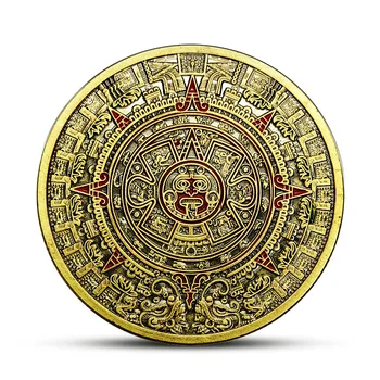 Календар на Златния Дракон на ацтеките Мистериозни Предмети с Колекционерска стойност Занаяти Подаръци Мексико Възпоменателна Монета на маите Метал