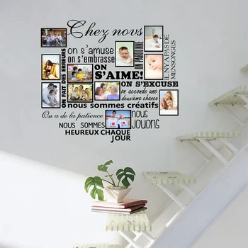 Направи си САМ Семейна Фоторамка Декор Етикети Къща Френски Правилата S ' aime Vinyl Стикер На Стената Stickersl Художествена Рисувана Декорация на Дома
