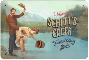 Малко Котенце Добре дошли в Schitt & Rsquo; S Creek Плакат Забавен Арт Декор Ретро Алуминиев Ретро Метален Твърд Знак Декоративна Живопис
