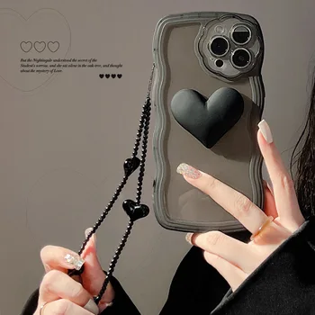 За iPhone 14 13 12 Pro Калъф Организаторите, За да се Предотврати Падането на 3D Love Мек Защитен Калъф За Момичета Чанта С каишка за Дневно Пътуване