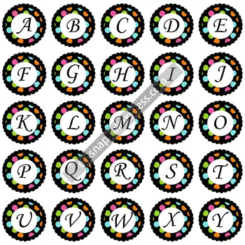 Нови букви от азбуката A-Z, думите 1 лот (26 бр.), 12 мм/16 мм/18 мм/25 мм, Кръгла стъклена cabochon, демонстрационен, с плоска задната част, За направата на заключения