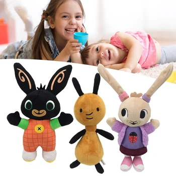 Мультяшная Кукла Bing Rabbit, Набитая Памук, Подарък за Коледа, Плюшен Играчка, Ултра-меки детски играчки, подаръци за рожден ден, Скъпа плюшен кукла
