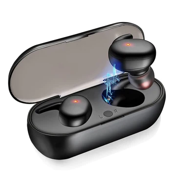 TWS Безжични Слушалки Bluetooth Слушалки Пръстови Отпечатъци Сензорен Подложка Вграден Микрофон Супер Бас Стерео Спортна Слушалка със зарядно устройство