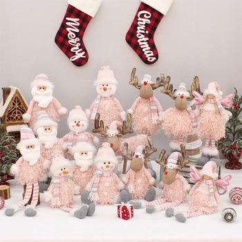 Коледна Украса За Доставка Телескопична Розово Старецът Снежен Човек Елен Ангел Кукла Декорация На Дома
