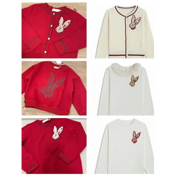 Продажба (доставка в края на декември) 2022 BP/ Детски пуловери за момичета, жилетка за малки момчета, детски дрехи, ризи с принтом зайци с анимационни герои