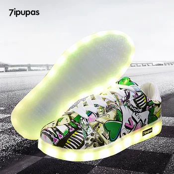 7ipupas 27-44 светещ led обувки със светлина, Унисекс, имитирующая на ходилото, суперзвездные led маратонки за момчета, момичета, светещи светещи маратонки