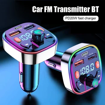 Микрофон Bluetooth-Съвместими Автомобилен FM трансмитер MP3 плеър 20 W Бързо Зареждане led Волтметър Комплект за Кола Аудиоприемник