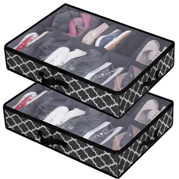 Прозрачен органайзер за обувки, подходящ за съхранение под леглото от нетъкан текстил