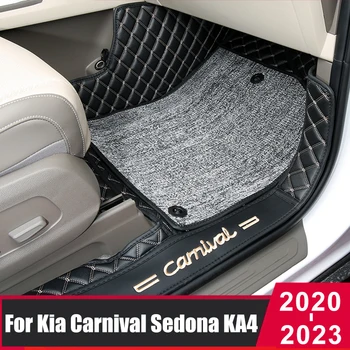 За Kia Carnival Седона KA4 2020 2021 2022 2023 Авто Подложка За подови настилки, Килим за кабината, Кожена Подложка За Краката, Калъф, Аксесоари за стайлинг на автомобили