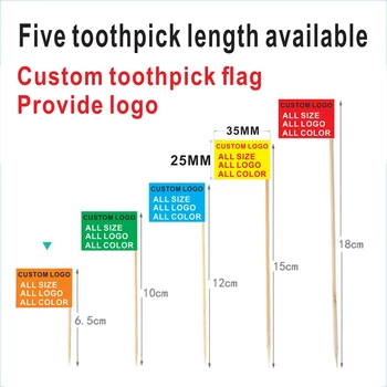 Обичай квадратчетата за клечки за зъби с логото на 3,5X2,5 см. Може да изберете различна дължина на клечки за зъби. Плодове За Декорация