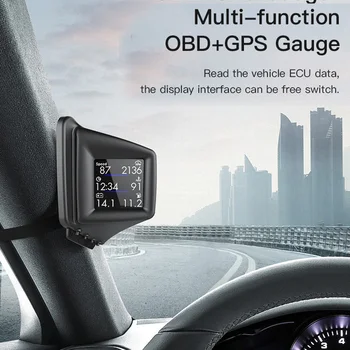 2 Инча(А) с LCD Дисплей, Аларма за Превишаване на Скоростта OBD GPS Двойна Система от Централен Дисплей Дисплей Автомобилен Цифров Hud GPS за измерване на Скоростта на Автомобилния Проектор Скорост